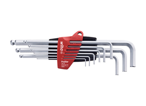 Wiha 07192 9件鍍鉻波頭六角匙 (長)