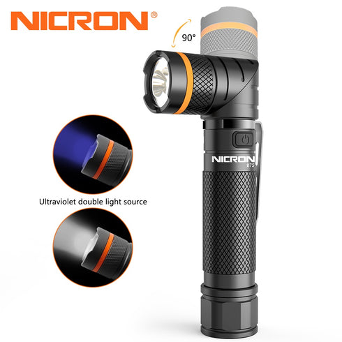 Nicron B75磁吸曲頭白光及UV電筒