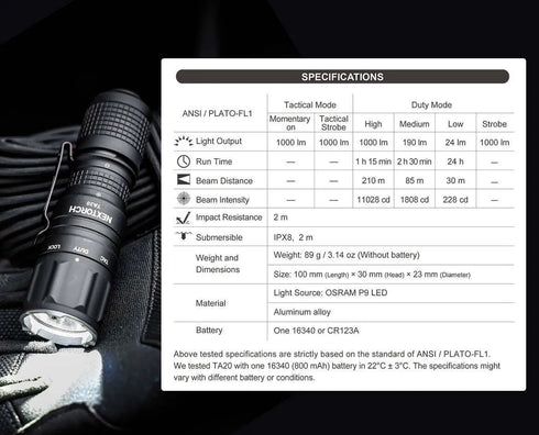 NEXTORCH TA20 專業隨身戰術手電筒