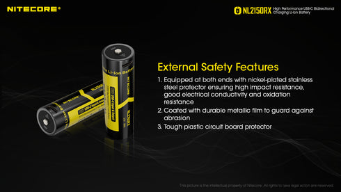 Nitecore NL2150RX 21700 5000mAh USB Type-C直充鋰離子電池