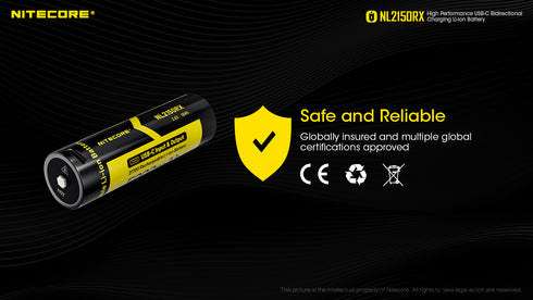 Nitecore NL2150RX 21700 5000mAh USB Type-C直充鋰離子電池