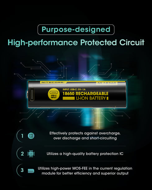 Nitecore NL1836R 18650 3600mAh USB Typc-C直充鋰離子電池