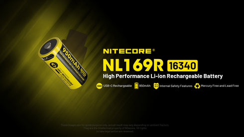 Nitecore NL169R 16340 950mAh USB Type-C直充鋰離子電池