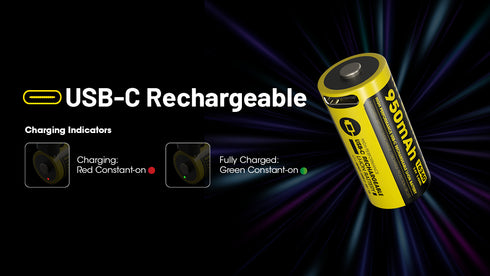 Nitecore NL169R 16340 950mAh USB Type-C直充鋰離子電池