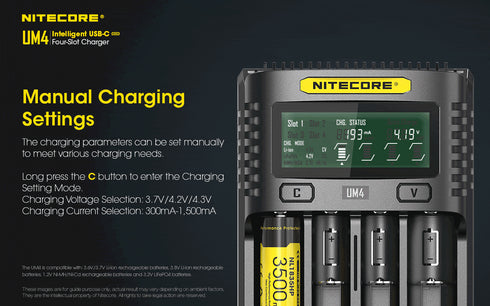 Nitecore UM4 micro-USB四位鋰電池充電器