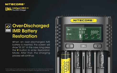 Nitecore UM4 micro-USB四位鋰電池充電器