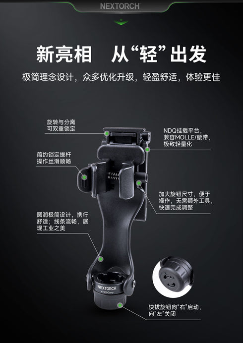 NEXTORCH V75 X-Carry NQD平台模塊化甩棍快拔套