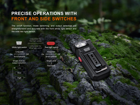 Fenix SW05R-RED 白光及紅光充電夾燈