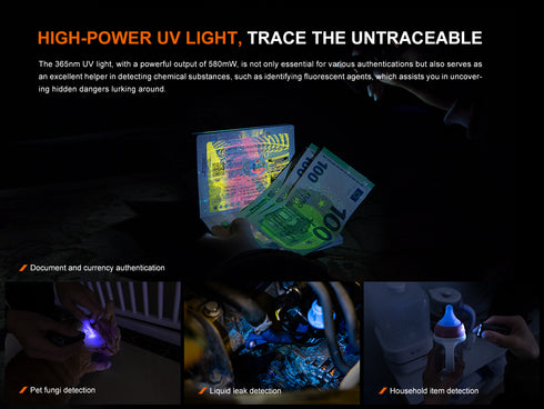 Fenix E06R 白/UV/鐳射三光源充電匙扣燈