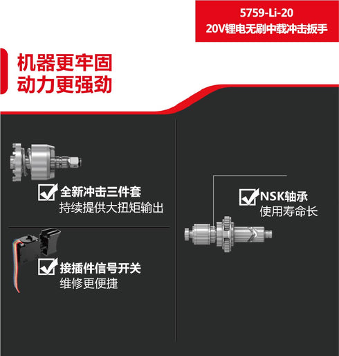 大有Devon 5759 20V鋰電無刷衝擊扳手