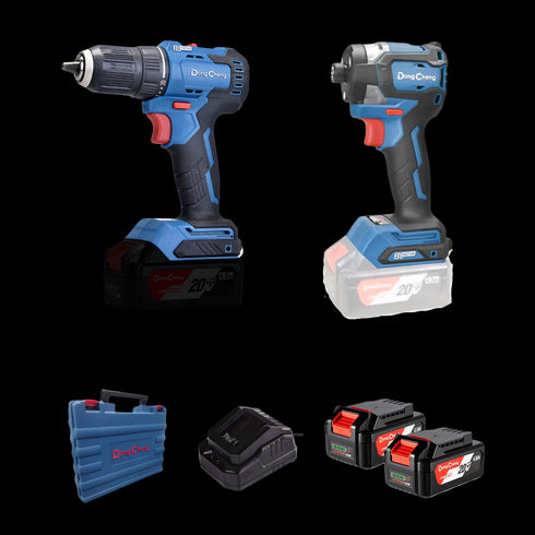 東成DongCheng DC-CK1 20V鋰電起子電鑽+衝擊起子機套裝(無刷)