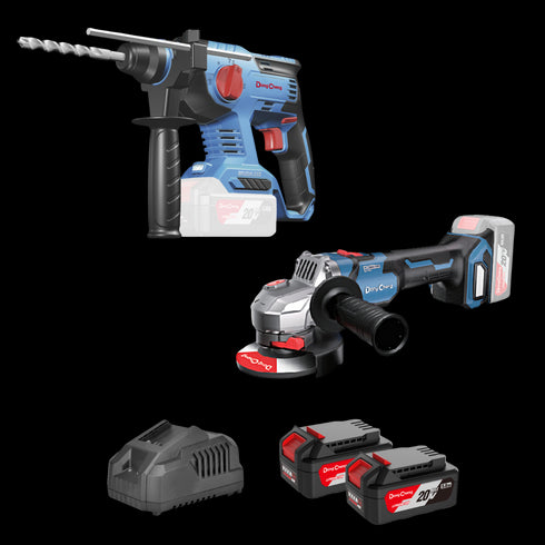 東成DongCheng DC-CK10 20V鋰電油壓鑽+4"變速角磨機套裝(無刷)