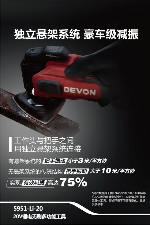 大有Devon 5951 20V鋰電無刷STARLOCK多功能打磨切割機(萬用寶)
