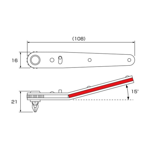 Anex 426外曲超薄棘輪橫向手柄