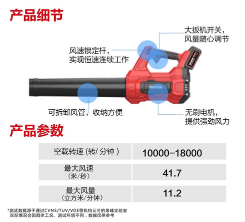 大有Devon 4707 20V鋰電無刷重型調速吹風機