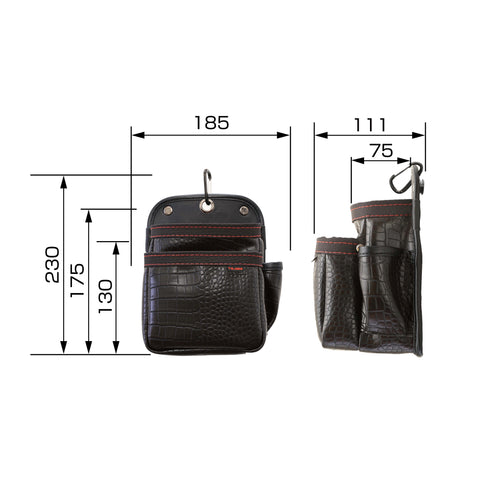 田島Tajima SFKBG-2S2H 2層快扣式鱷魚皮腰袋(小)