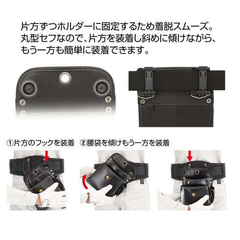 田島Tajima SFKBG-2S2H 2層快扣式鱷魚皮腰袋(小)