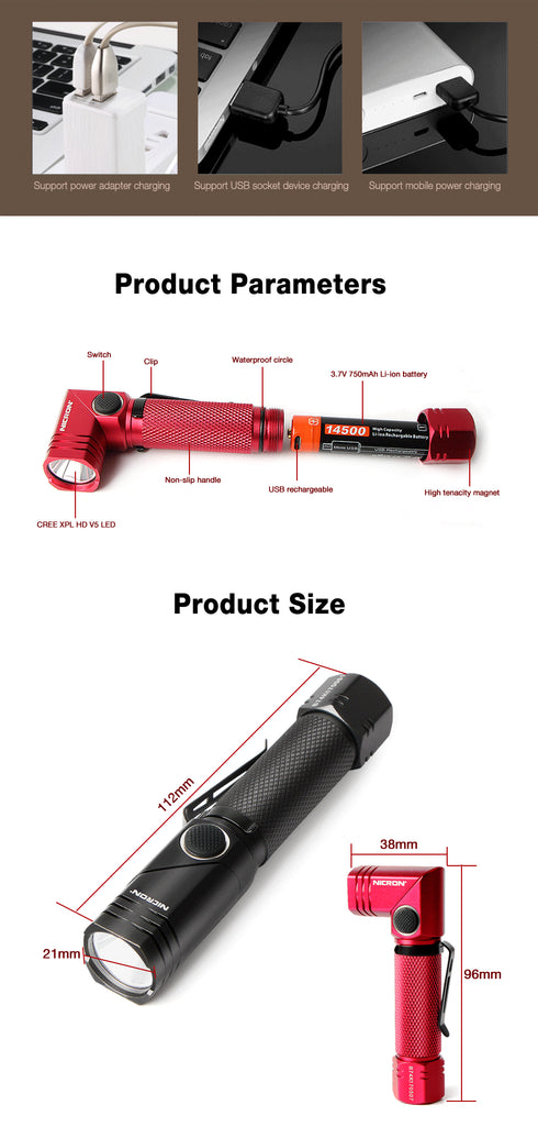 Nicron B007+磁吸曲頭電筒