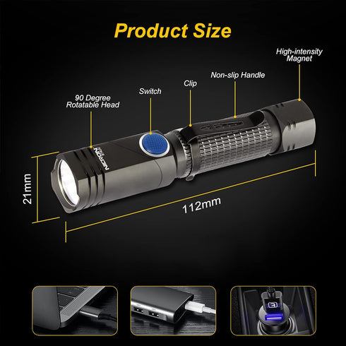 Nicron B74UV磁吸曲頭白光及UV電筒