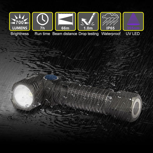 Nicron B74UV磁吸曲頭白光及UV電筒