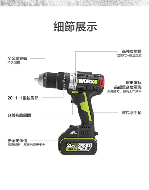 威克士Worx WU377 20V 無刷衝擊電鑽