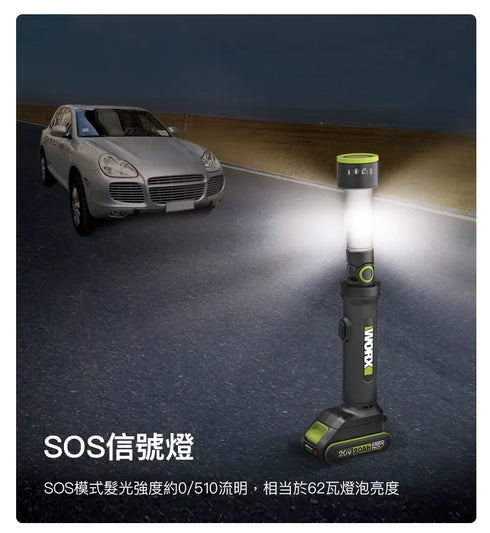 威克士Worx WU010 20V 四合一多功能LED燈