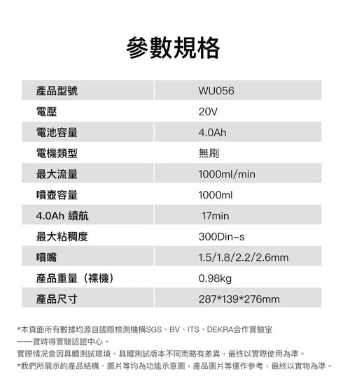 威克士Worx WU056 20V 無刷噴漆槍