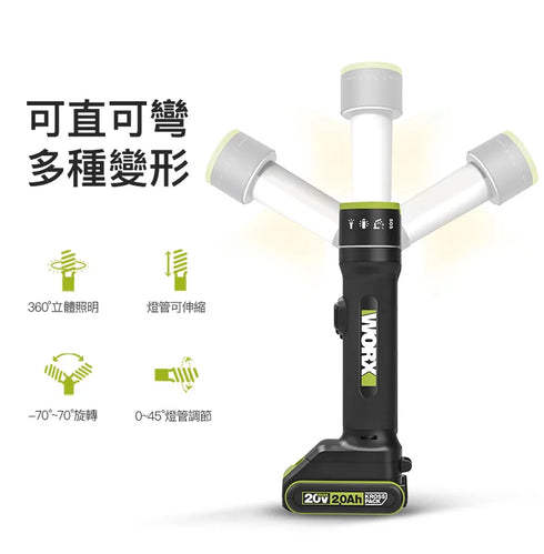 威克士Worx WU010 20V 四合一多功能LED燈