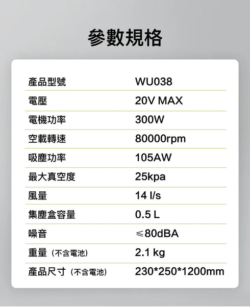 威克士Worx WU038 20V 無刷家用吸塵機