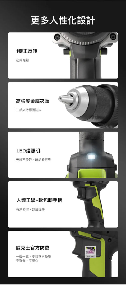 威克士Worx WU373 20V 無刷衝擊電鑽