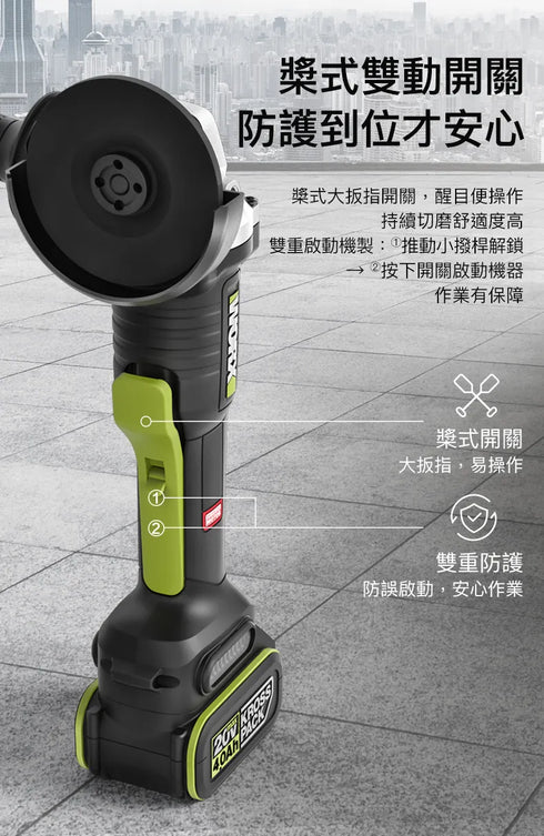 威克士Worx WU835 20V無刷4"安全開關調速磨機