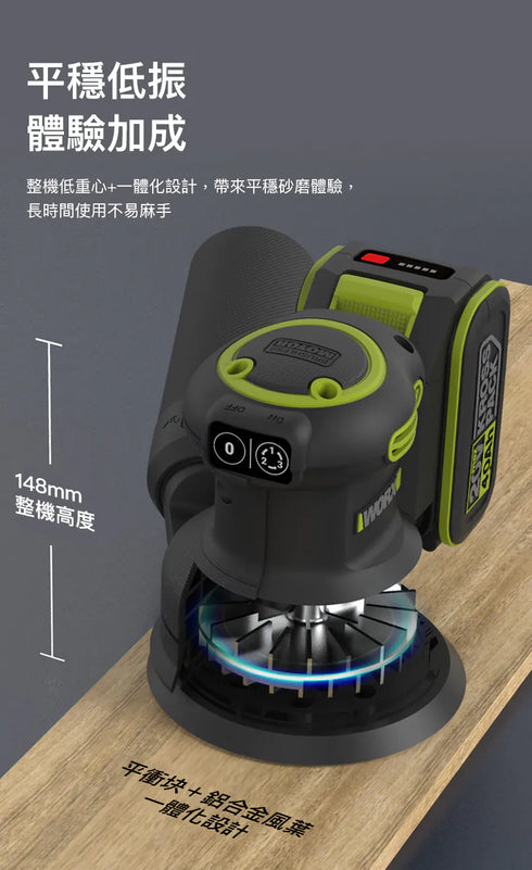 威克士Worx WU657 20V 無刷圓砂紙機