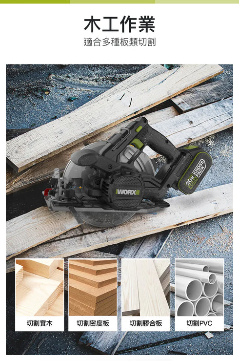 威克士Worx WU538H 20V 無刷185mm電圓鋸