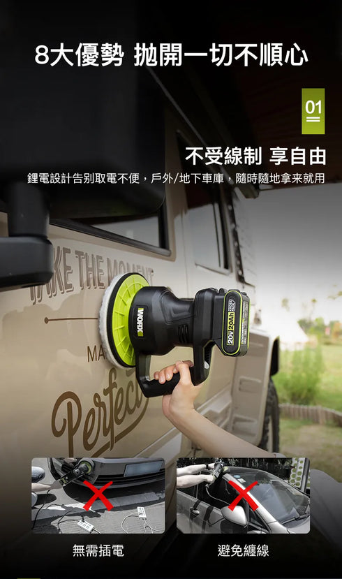 威克士Worx WU858 20V偏心拋光打蠟機