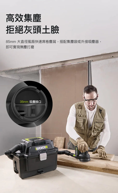 威克士Worx WU657 20V 無刷圓砂紙機