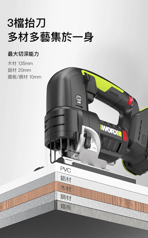 威克士Worx WU550 20V 無刷曲線鋸