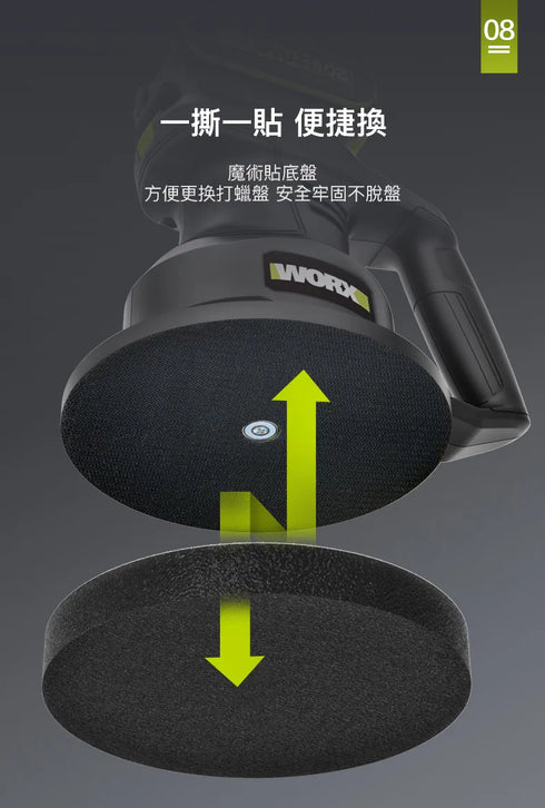 威克士Worx WU858 20V偏心拋光打蠟機