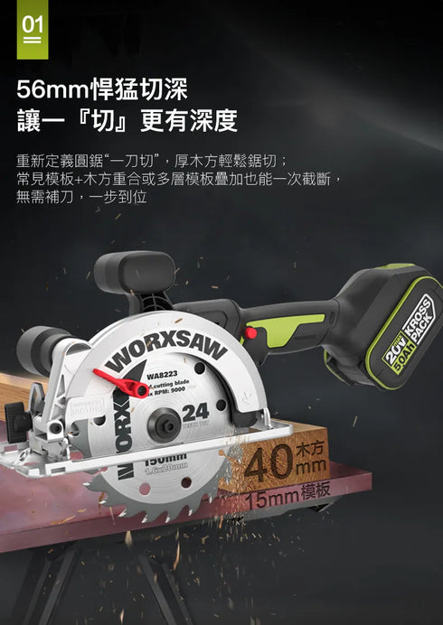 威克士Worx WU535X 20V無刷150mm電圓鋸