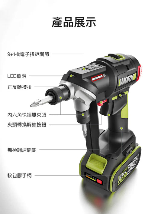 威克士Worx WU177 20V無刷兩用電鑽