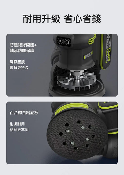 威克士Worx WU657 20V 無刷圓砂紙機