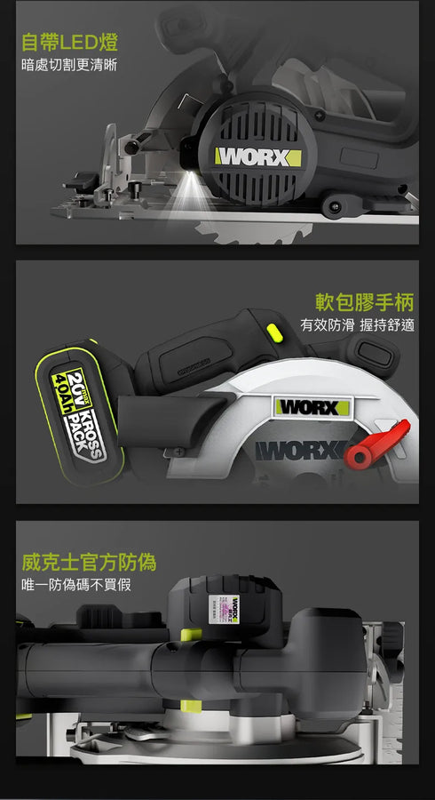 威克士Worx WU536 20V 無刷165mm電圓鋸