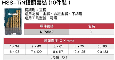 牧田Makita D-72849 19件鍍鈦鋒鋼鑽咀套裝