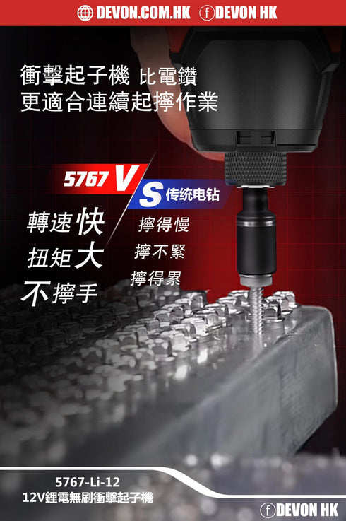 大有Devon 5767 12V鋰電無刷衝擊起子