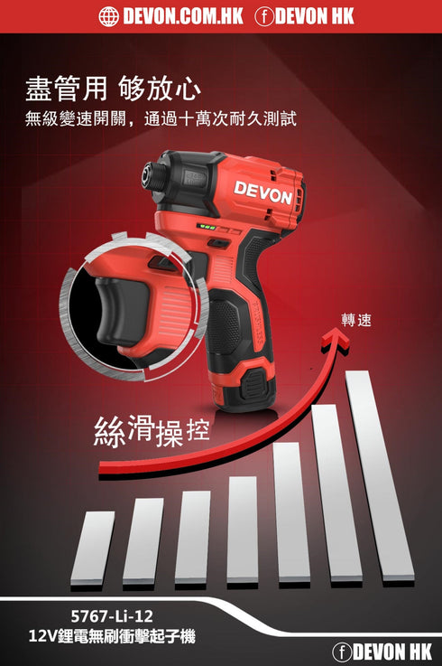 大有Devon 5767 12V鋰電無刷衝擊起子