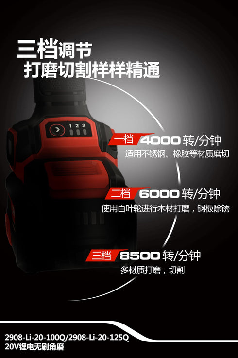 大有Devon 2908 20V鋰電無刷4"調速磨機