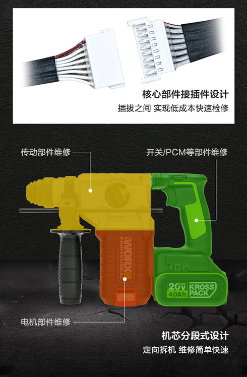 威克士Worx WU388 20V 無刷鋰電三用電錘