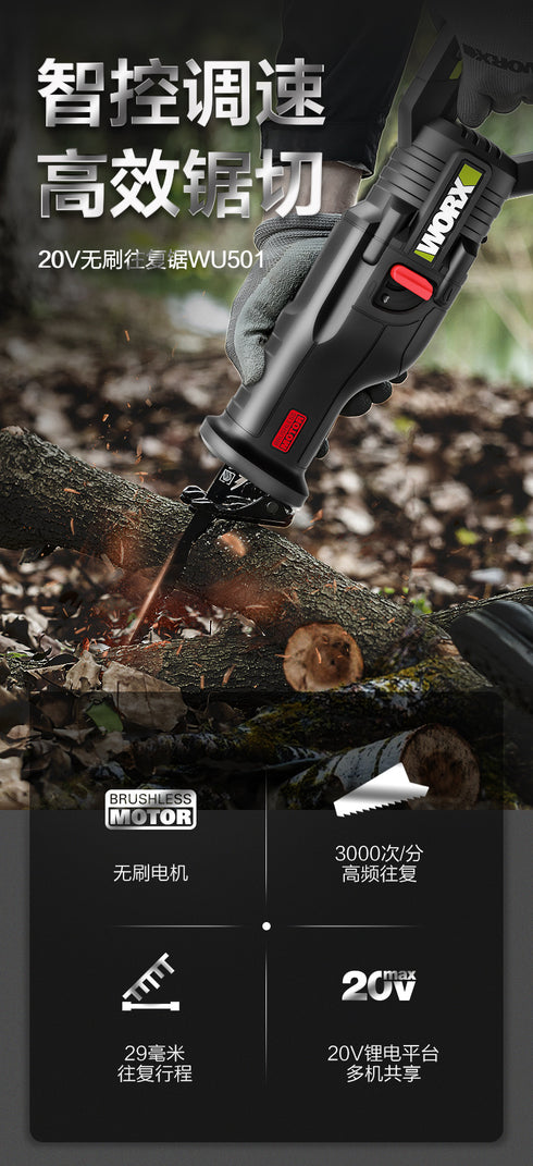 威克士Worx WU501 20V 無刷鋰電往復鋸 (重裝)