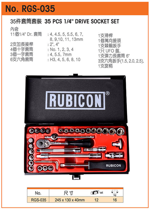 羅賓漢Rubicon RGS-035 35件2分套筒連手柄套裝
