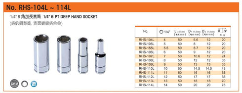 羅賓漢Rubicon RHS系列2分加長套筒 (6角)