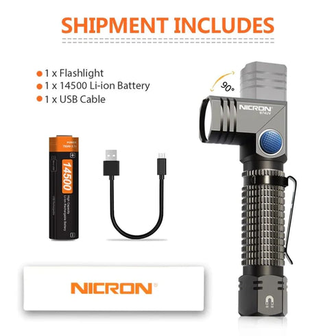 Nicron B74UV磁吸曲頭白光及UV電筒